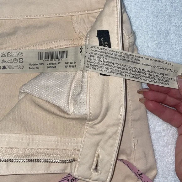 Massimo Dutti Cream Beige Tan Capri Cropped Pants Skinny Fit sz 4 Like New Cute - Picture 14 of 17